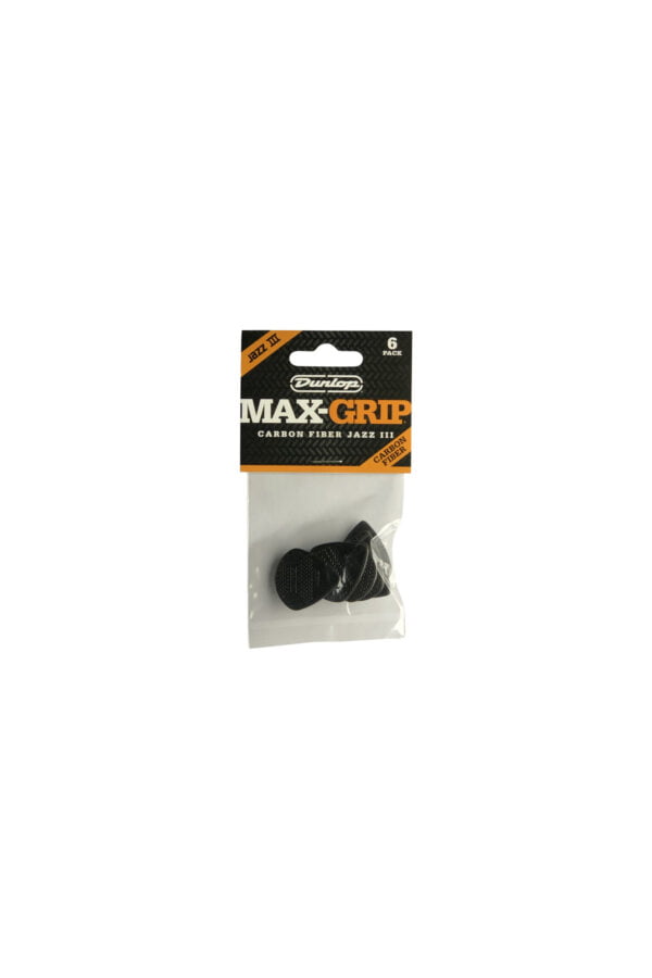 Dunlpo Max-Grip Jazz Iii Carbon Fiber Picks (6 Pcs) 471P3C 1 Max-Grip Jazz Iii