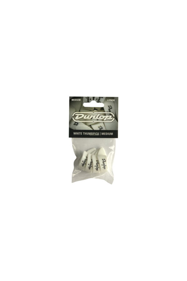 Dunlop White Thumbpicks Medium (4-Pack) 9002P 1 White Thumbpicks