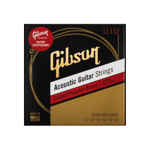 Gibson Acoustic Guitar Strings Coated Phosphor Bronze Ultra Light Gauge 11-52 1 Acoustic Guitar Strings