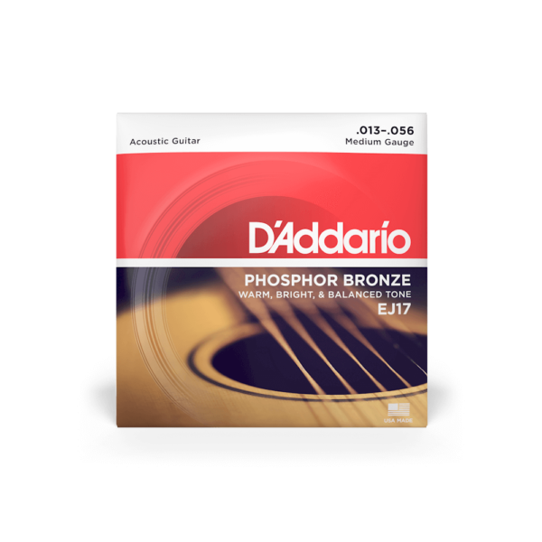 Daddario Ej17 Medium Acoustic Phosphor Bronze Strings 013-056 1 Daddario Ej17