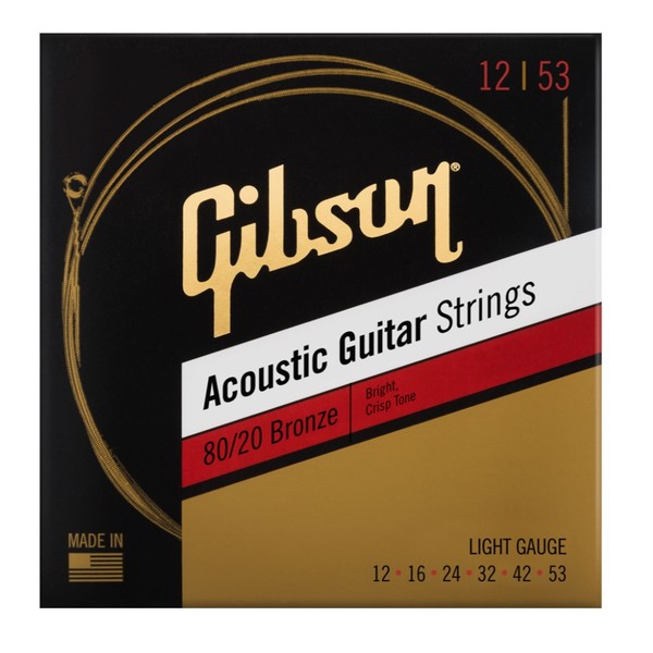 Gibson Acoustic Guitar Strings 80/20 Bronze Light Gauge 12-53 1 Light Gauge