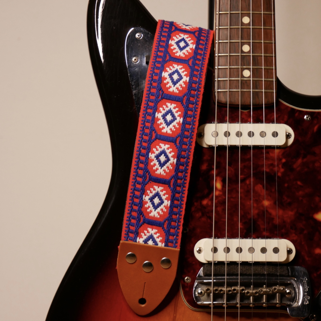 Tom'S Vintage Straps - Red 'Pillars' Guitar/Bass Hippie Strap 1 Tom'S Vintage Straps